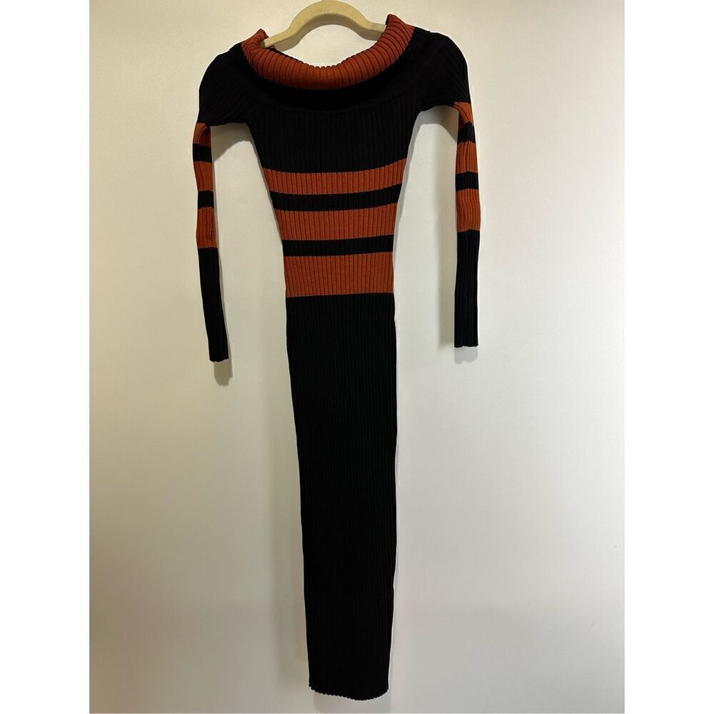 Black and orange midi knit dress - Picture 4 of 7